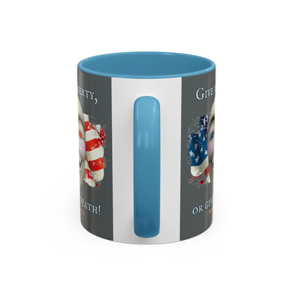 Vendetta, "Give me liberty, or give me death!" Grey Accent Mug by theGreenDragonTavern.shop