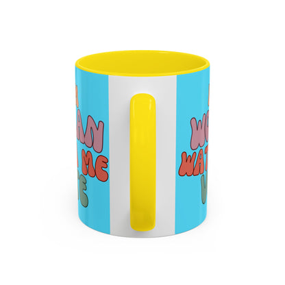 I Am Woman Watch Me Vote Light Blue Accent Mug by theGreenDragonTavern.shop