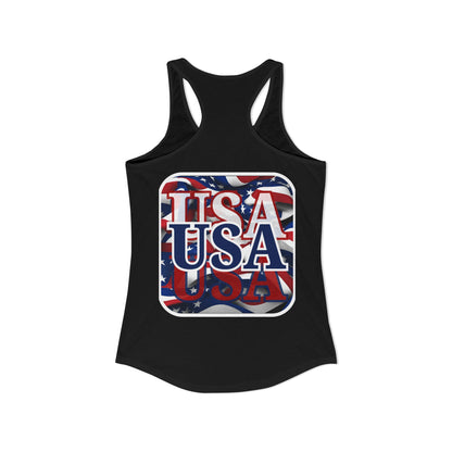 2-sided, Red White and BLUE USA Patriot Women's Racerback Tank Top by theGreenDragonTavern.shop