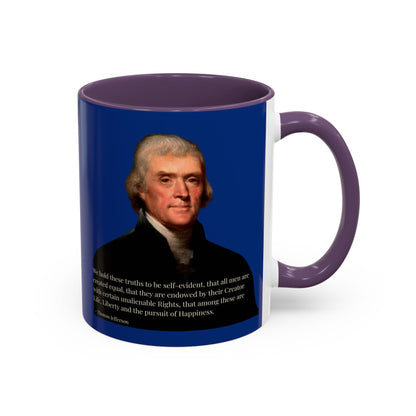 We hold these truths to be self-evident Dark Blue Accent Mug by theGreenDragonTavern.shop