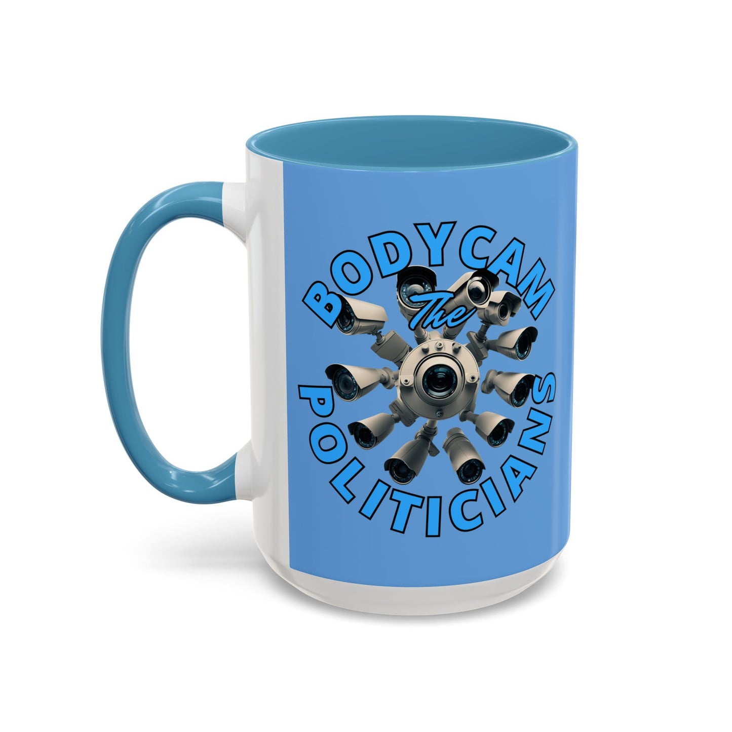 Bodycam the Politicians Cameras Blue Accent Mug by theGreenDragonTavern.shop