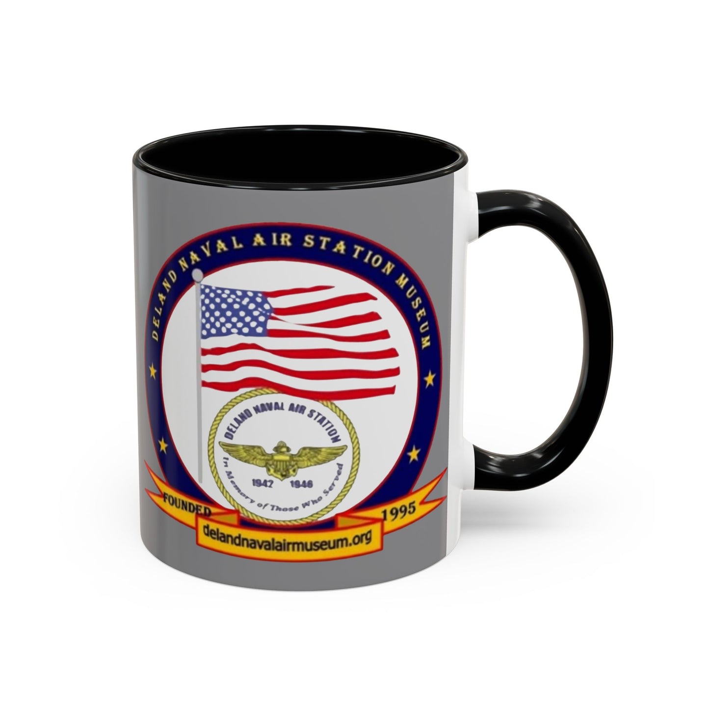 DeLand Naval Air Station Museum Grey Accent Mug by theGreenDragonTavern.shop