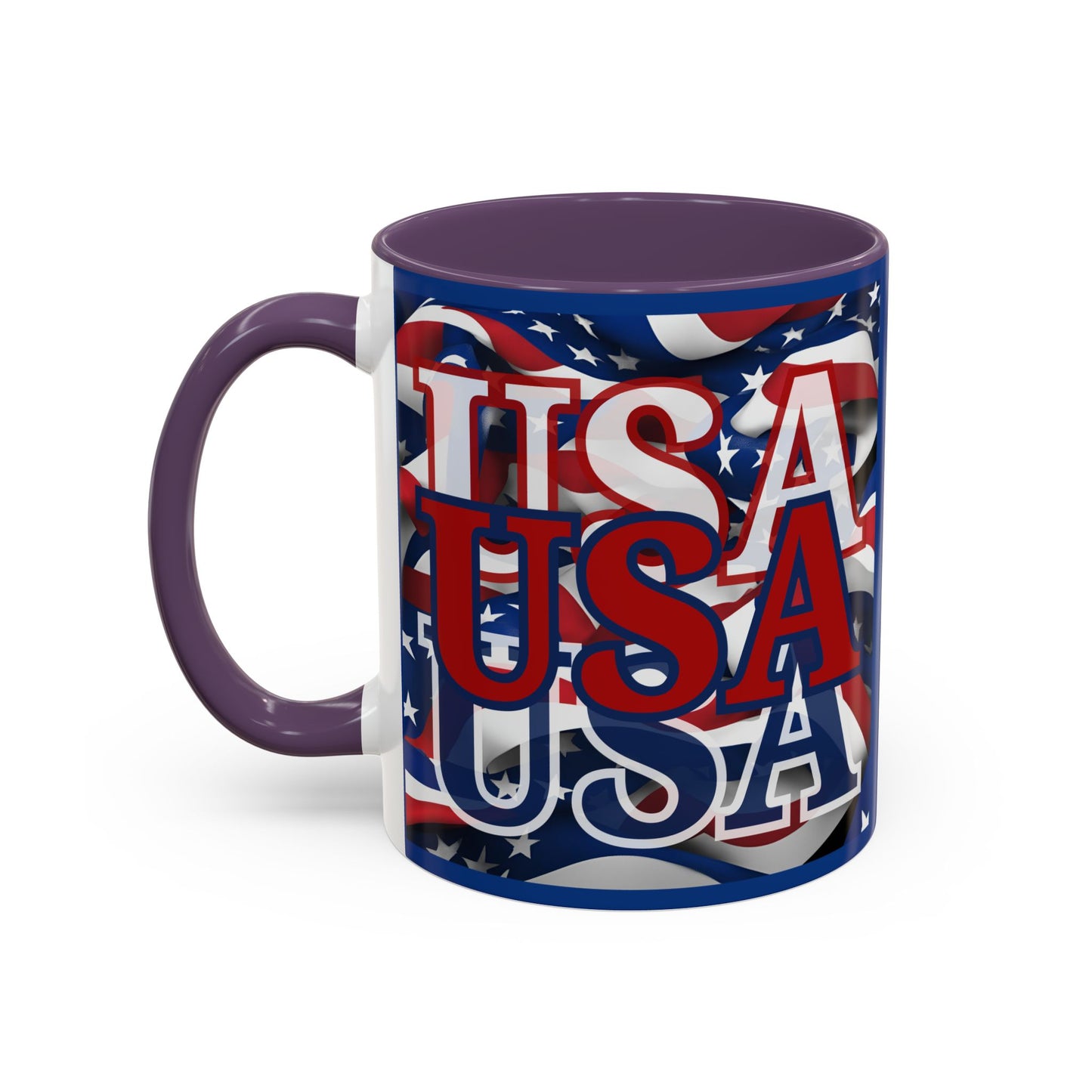 USA Red font Center Patriot Blue Accent Mug by theGreenDragonTavern.shop