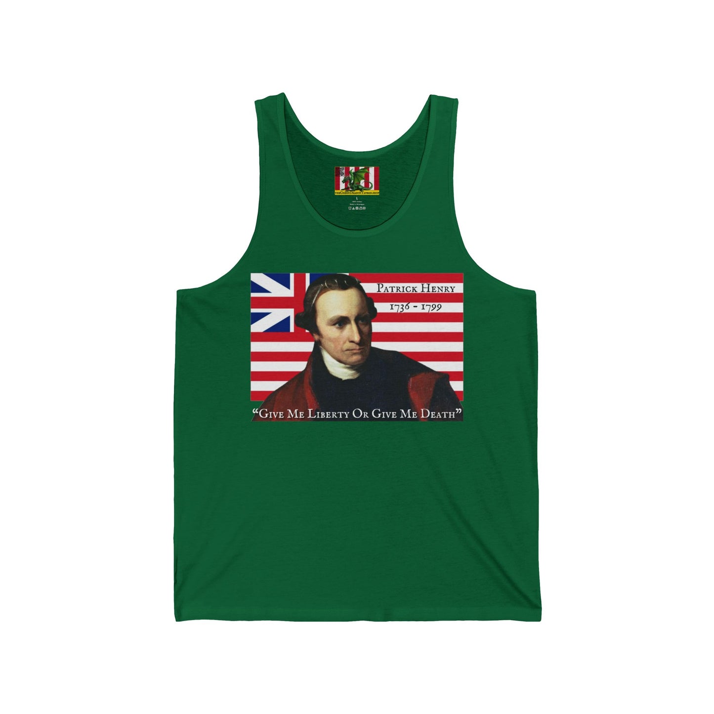 Patrick Henry Unisex Jersey Tank Top by theGreenDragonTavern.shop