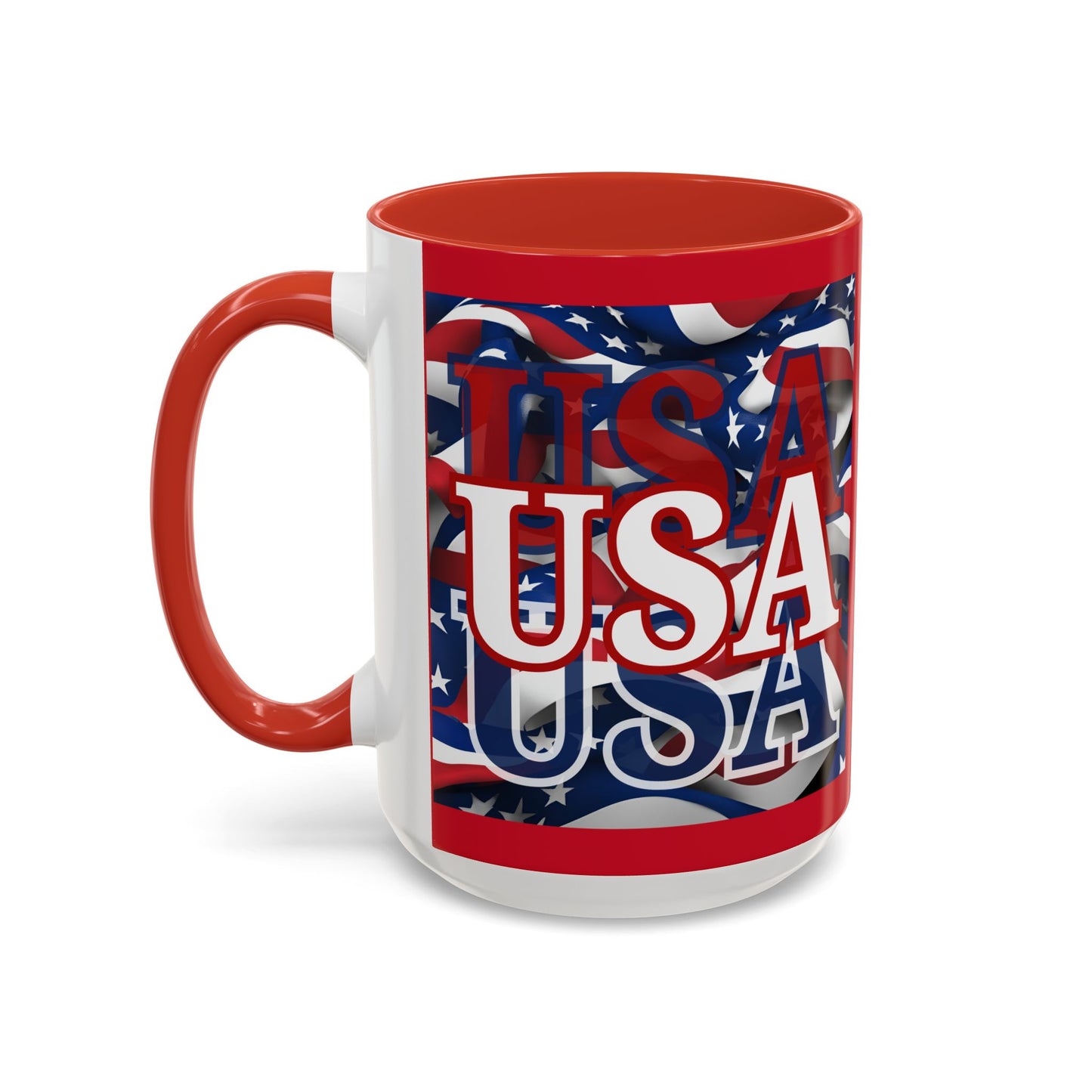 USA White font Center Patriot Red Accent Mug by theGreenDragonTavern.shop