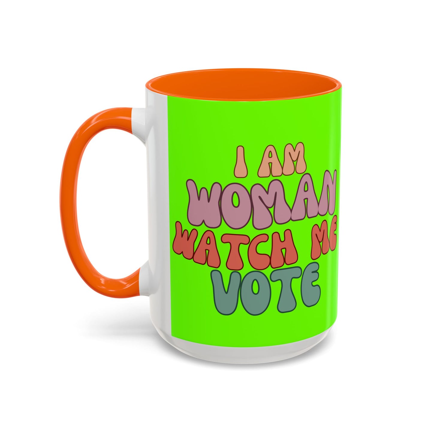 I Am Woman Watch Me Vote Light Green Accent Mug by theGreenDragonTavern.shop