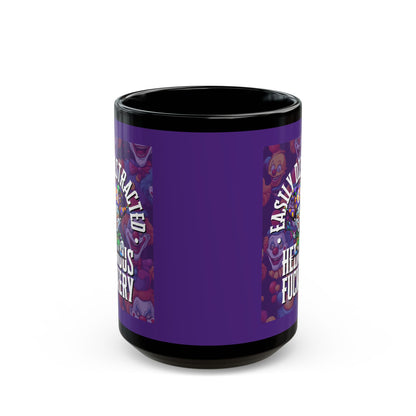 Easily Distracted by Heinous Fuckery Little Jincs Purple Mug by theGreenDragonTavern.shop