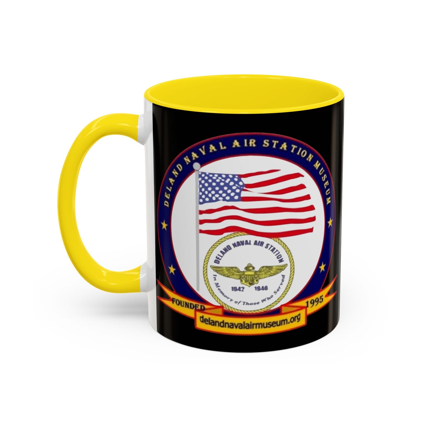 DeLand Naval Air Station Museum Black Accent Mug by theGreenDragonTavern.shop