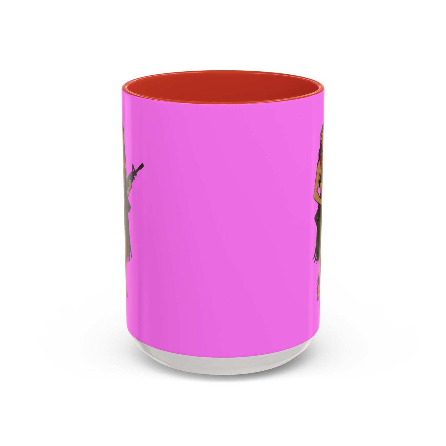 Hula Girl Packin' Heat Pink Accent Mug by theGreenDragonTavern.shop