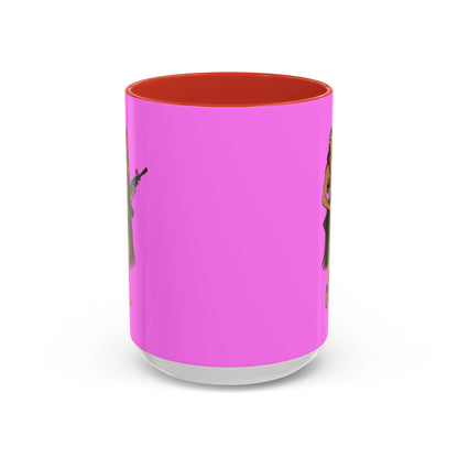 Hula Girl Packin' Heat Pink Accent Mug by theGreenDragonTavern.shop