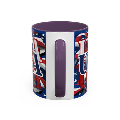 USA Blue font Center Patriot Blue Accent Mug by theGreenDragonTavern.shop
