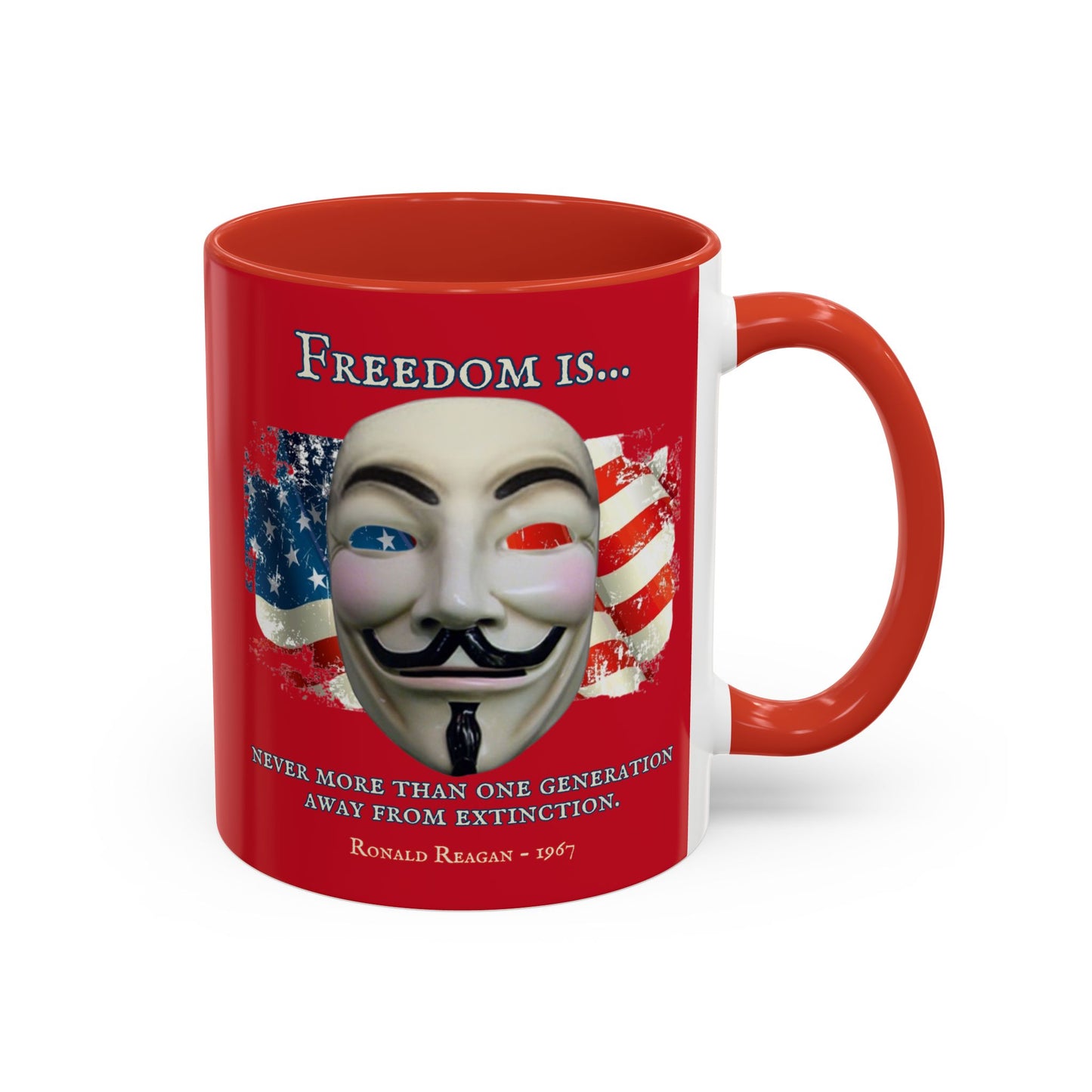 Ronald Reagan Freedom Vendetta Red Accent Mug by theGreenDragonTavern.shop