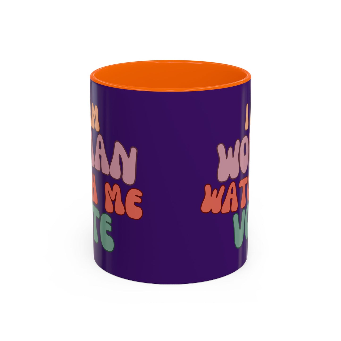 I Am Woman Watch Me Vote Dark Purple Accent Mug by theGreenDragonTavern.shop