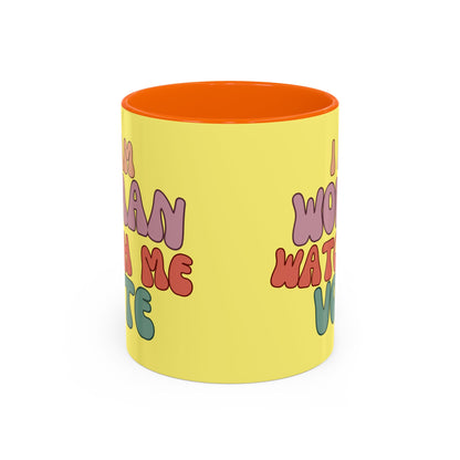 I Am Woman Watch Me Vote Yellow Accent Mug by theGreenDragonTavern.shop