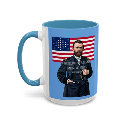 "Traitors and Patriots" Ulysses Grant Light Blue Accent Mug by theGreenDragonTavern.shop