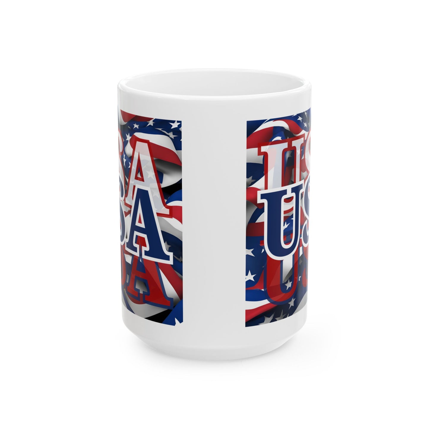 USA Blue font Center Patriot White Mug by theGreenDragonTavern.shop