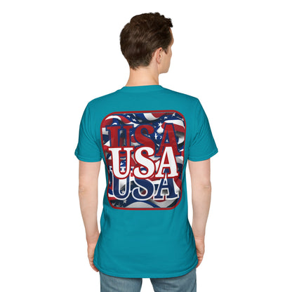 2-sided, Red WHITE and Blue USA Patriot Dark colors Unisex T-Shirt by theGreenDragonTavern.shop