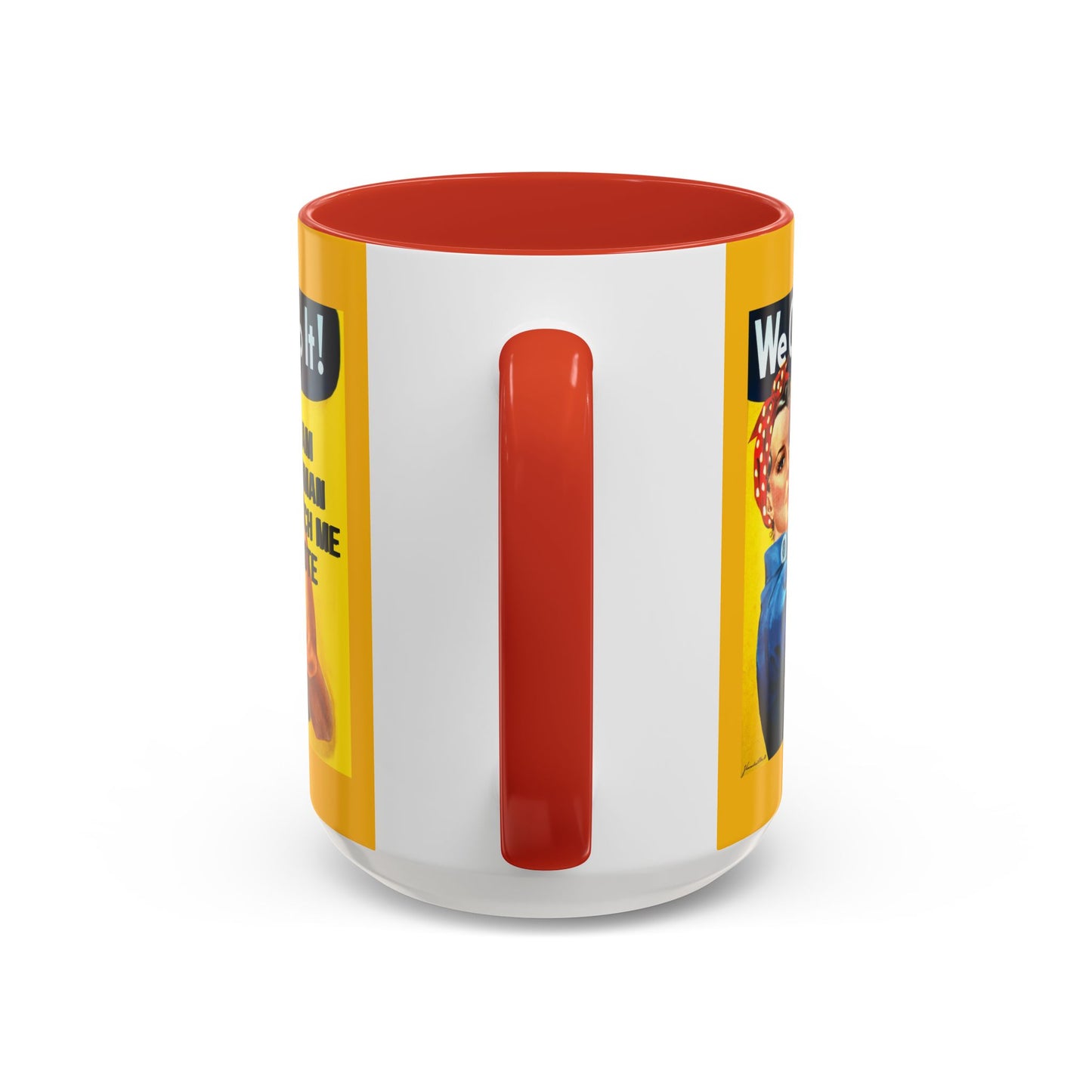 I Am Woman Watch Me Vote Rosie Yellow Accent Mug by theGreenDragonTavern.shop