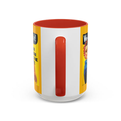 I Am Woman Watch Me Vote Rosie Yellow Accent Mug by theGreenDragonTavern.shop