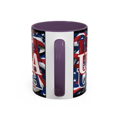 USA White font Center Patriot Black Accent Mug by theGreenDragonTavern.shop
