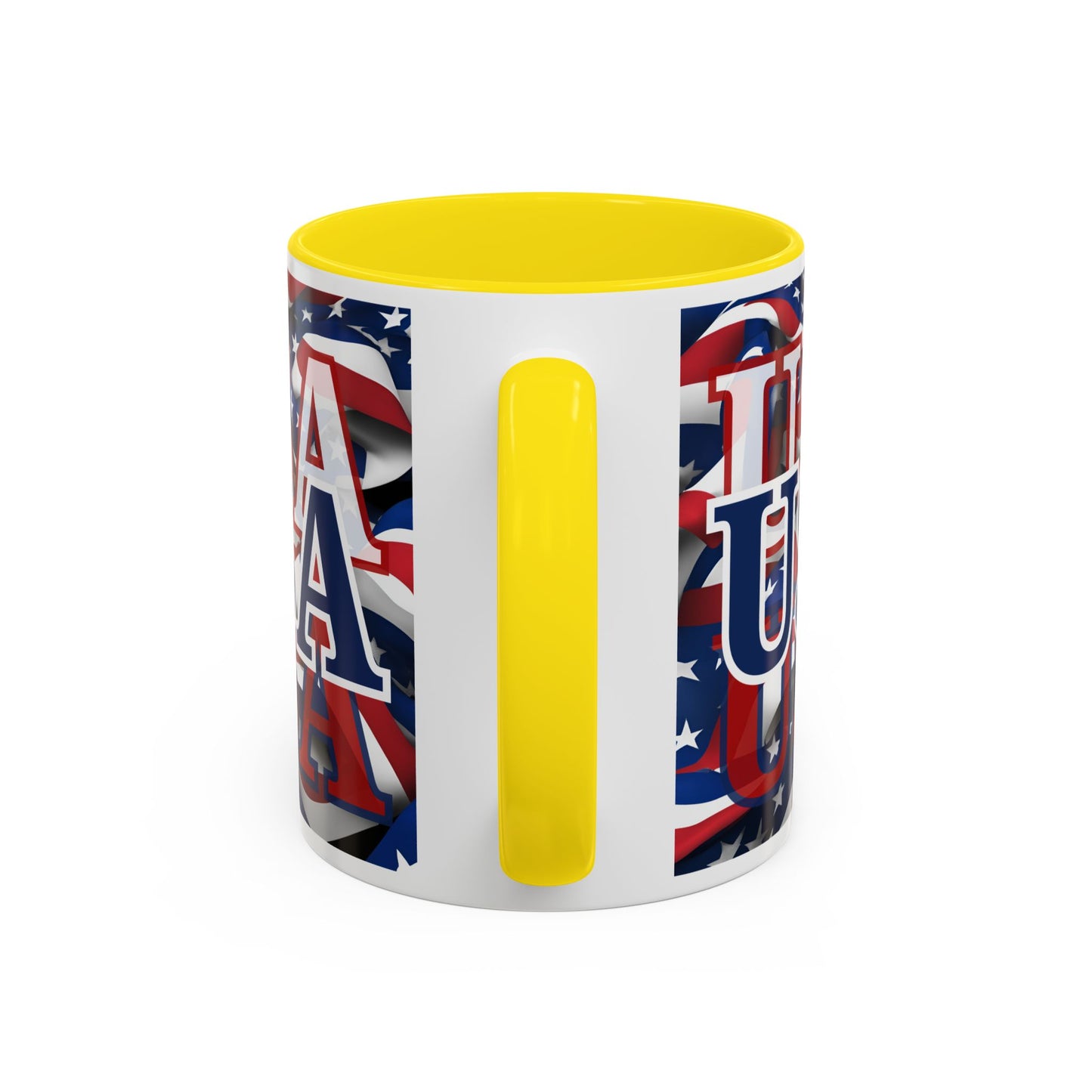 USA Blue font Center Patriot White Accent Mug by theGreenDragonTavern.shop