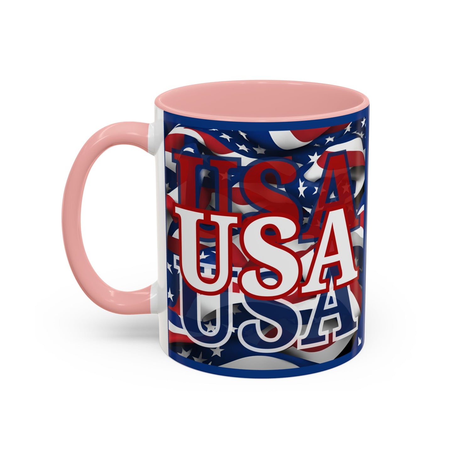 USA White font Center Patriot Blue Accent Mug by theGreenDragonTavern.shop