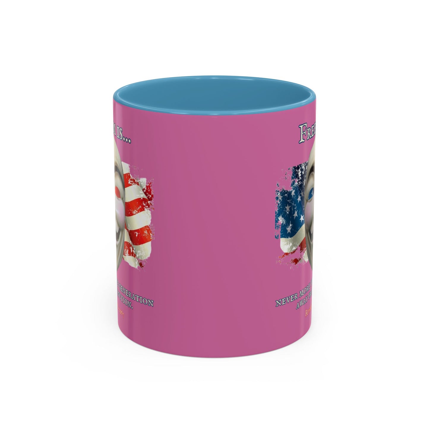 Ronald Reagan Freedom Vendetta Pink Accent Mug by theGreenDragonTavern.shop