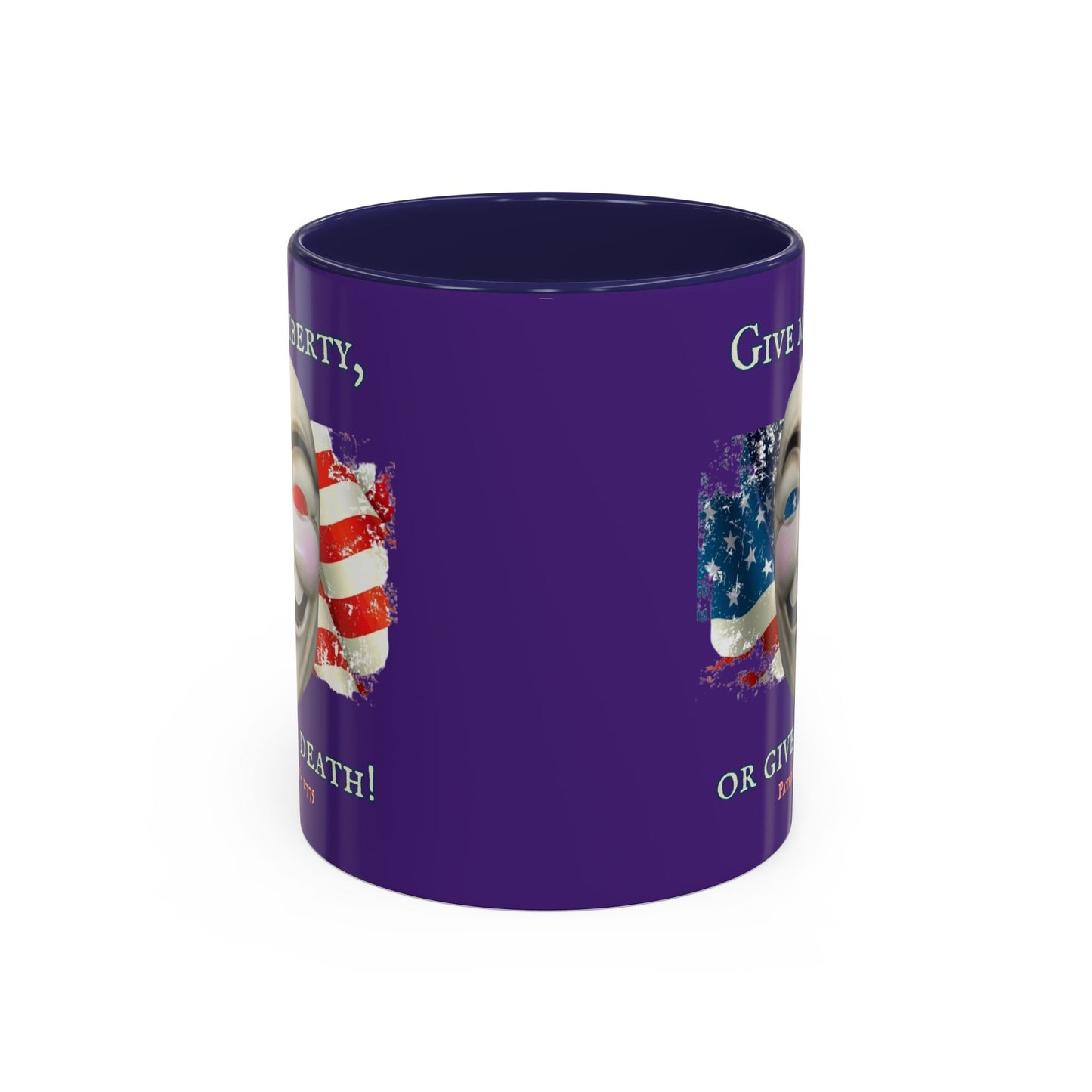 Vendetta, "Give me liberty, or give me death!" Purple Accent Mug by theGreenDragonTavern.shop