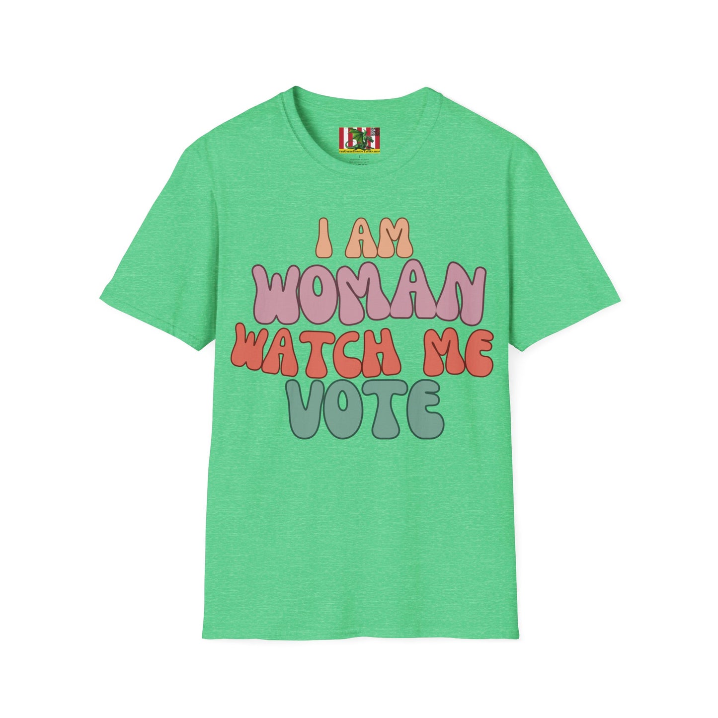 2-sided I Am Woman Watch Me Vote DKcolors Unisex T-Shirt by theGreenDragonTavern.shop