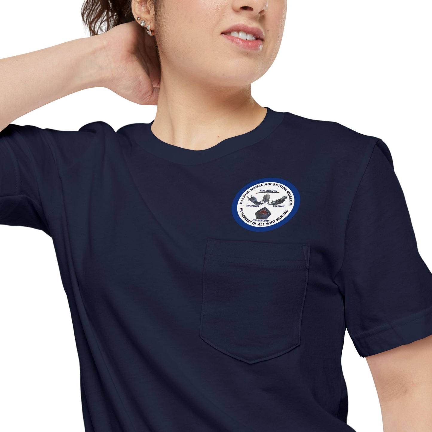 DNASM Student Art Navy Frame Unisex Pocket T-Shirt by theGreenDragonTavern.shop