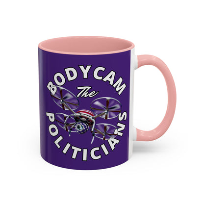 Bodycam the Politicians Drone Dark Purple Accent Mug by theGreenDragonTavern.shop