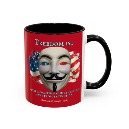Ronald Reagan Freedom Vendetta Red Accent Mug by theGreenDragonTavern.shop