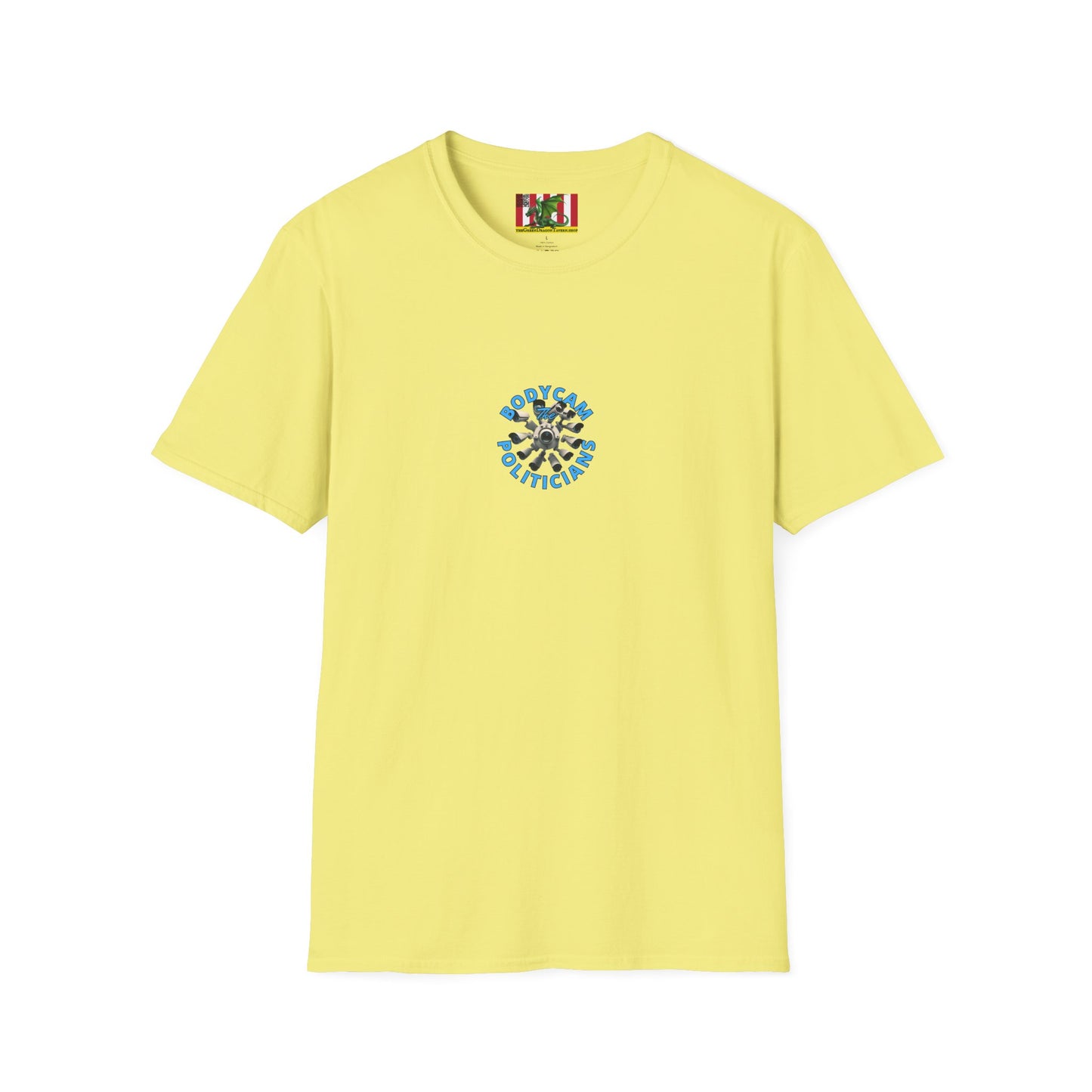 2-sided, Bodycam the Politicians Cameras Light colors Unisex T-Shirt by theGreenDragonTavern.shop