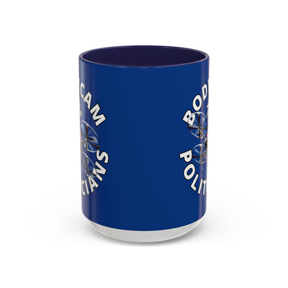 Bodycam the Politicians Drone Dark Blue Accent Mug by theGreenDragonTavern.shop