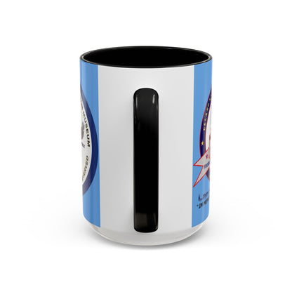 DNASM 2-sided, Founding & Student Art w/Navy Ring Light Blue Accent Mug by theGreenDragonTavern.shop