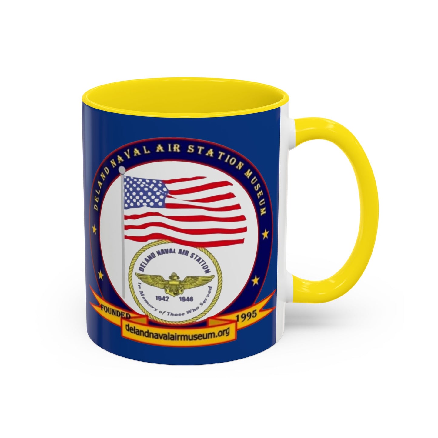 DeLand Naval Air Station Museum Blue Accent Mug by theGreenDragonTavern.shop