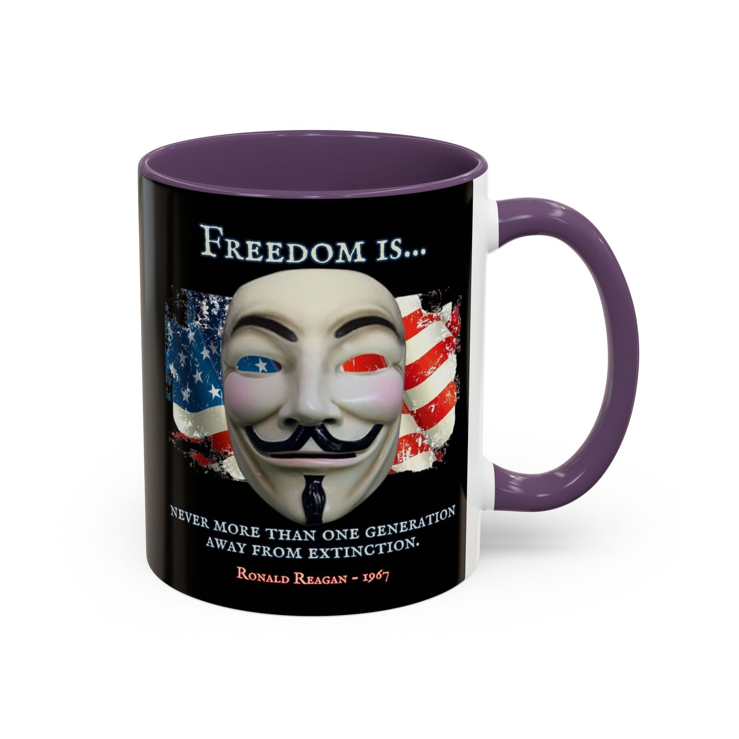 Ronald Reagan Freedom Vendetta Black Accent Mug by theGreenDragonTavern.shop