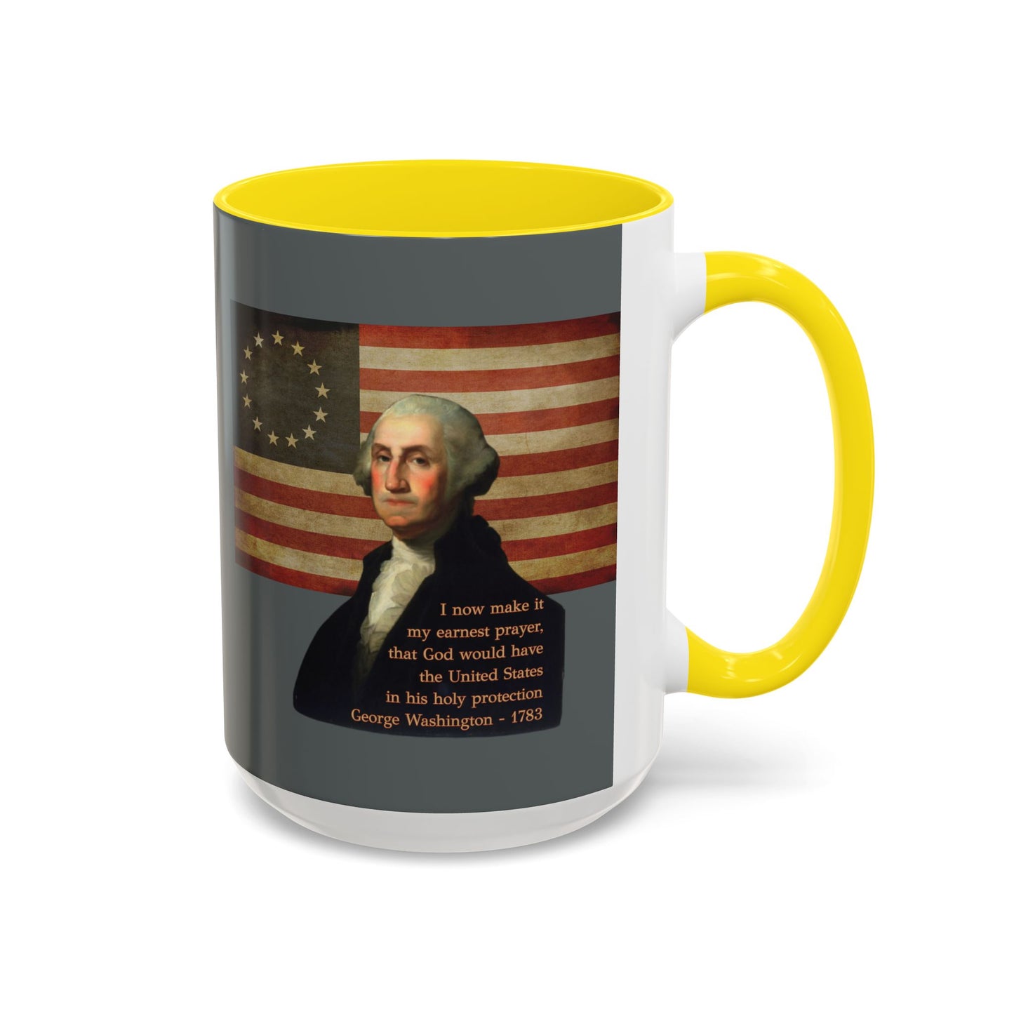 Washington's Earnest Prayer Grey Accent Mug by theGreenDragonTavern.shop