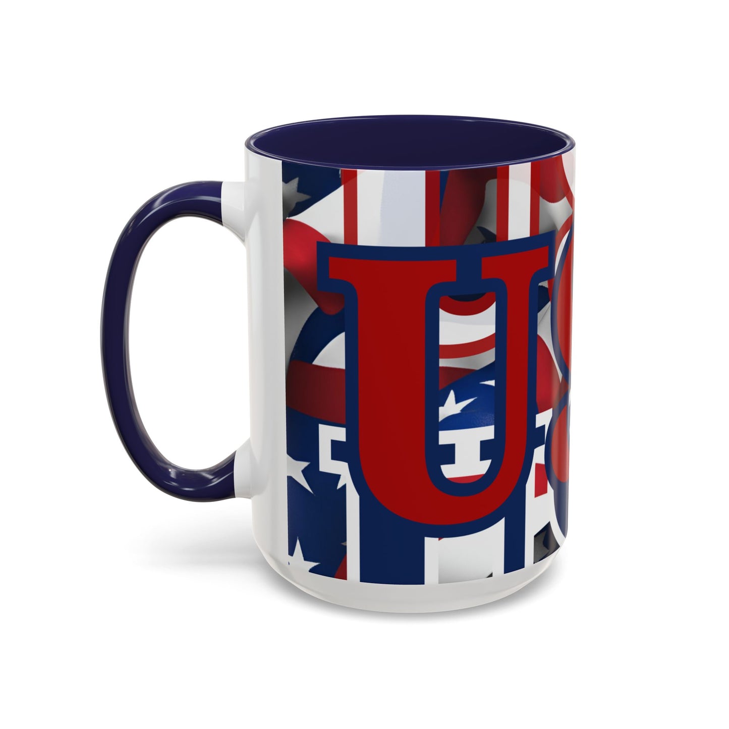 USA! USA! USA Red font Patriot White Accent Mug by theGreenDragonTavern.shop