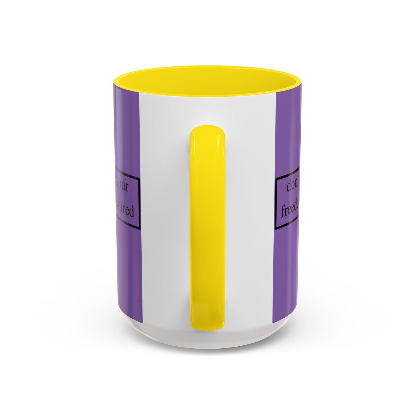 don't assume your freedoms are assured Black font Light Purple Accent Mug by theGreenDragonTavern.shop