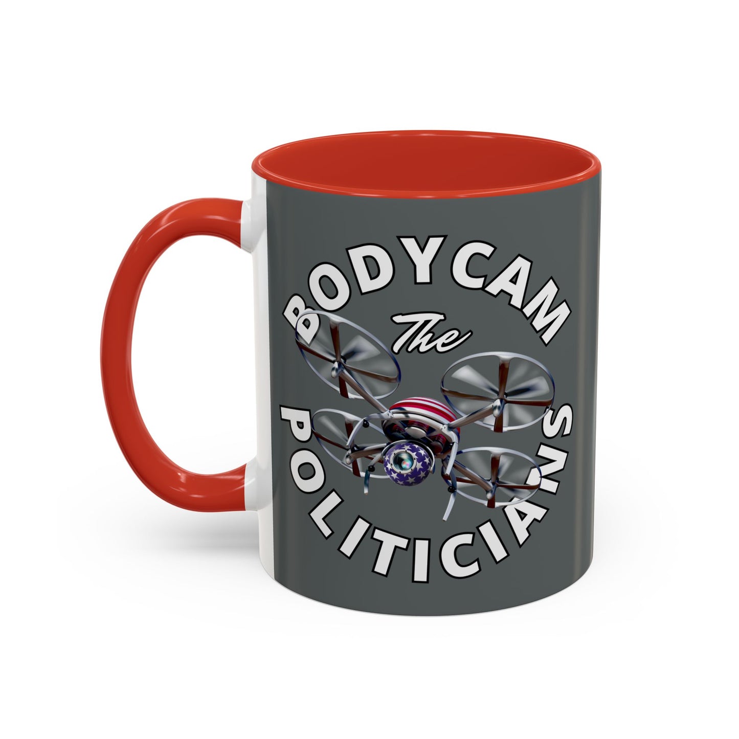 Bodycam the Politicians Drone Grey Accent Mug by theGreenDragonTavern.shop