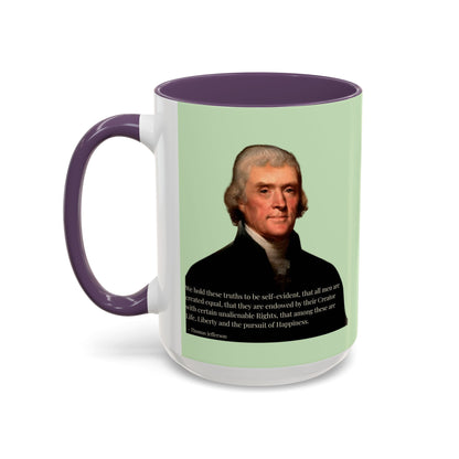 We hold these truths to be self-evident Light Green Accent Mug by theGreenDragonTavern.shop
