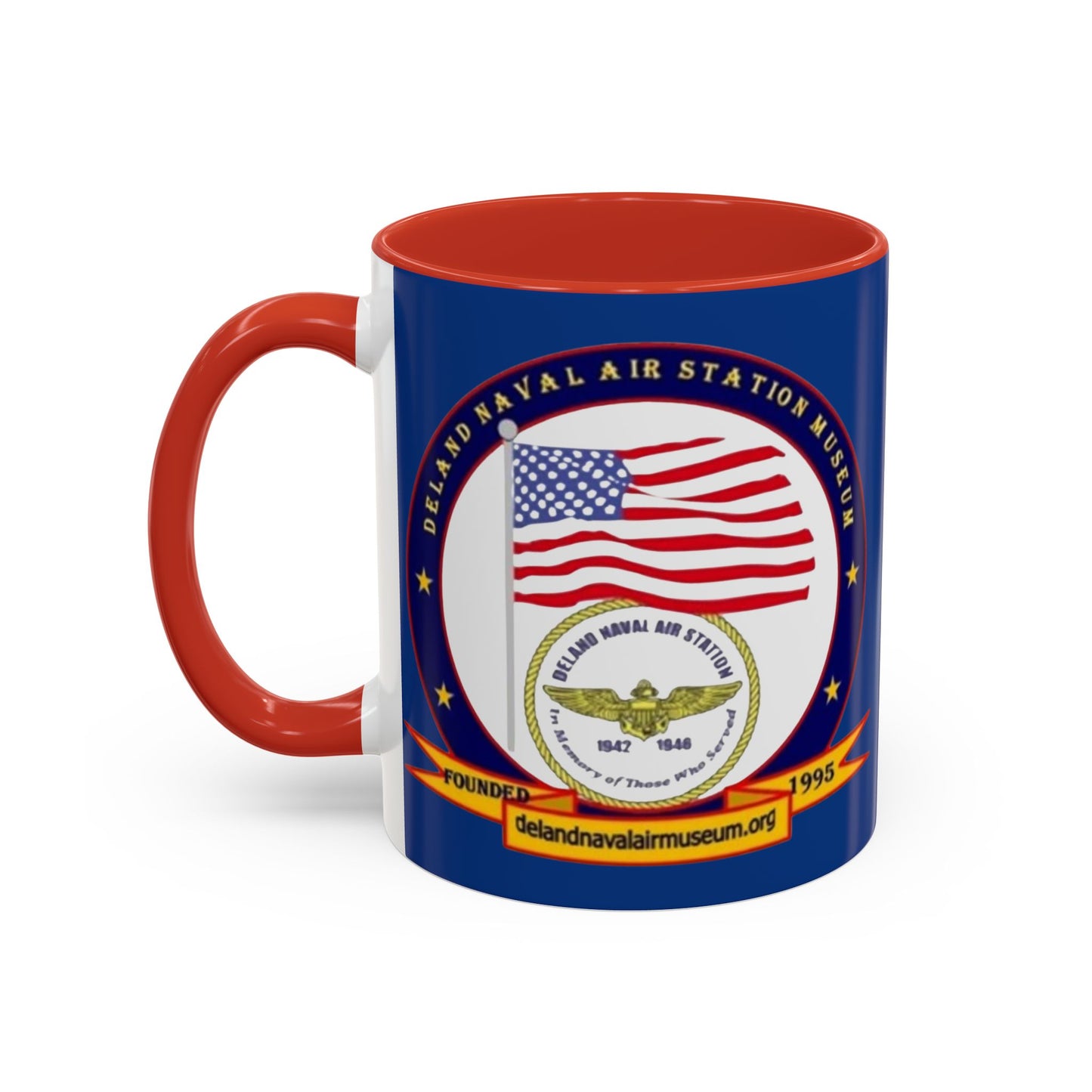 DeLand Naval Air Station Museum Blue Accent Mug by theGreenDragonTavern.shop