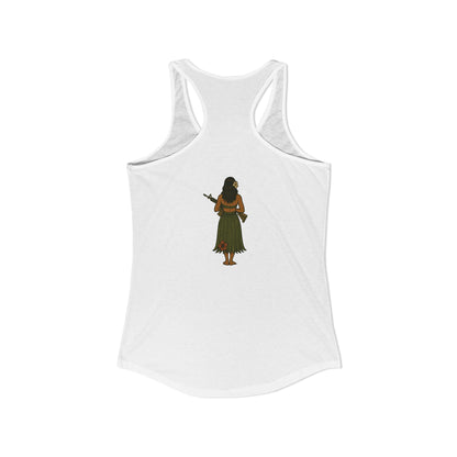2-sided, Hula Girl Packin' Heat Women's Racerback Tank Top by theGreenDragonTavern.shop