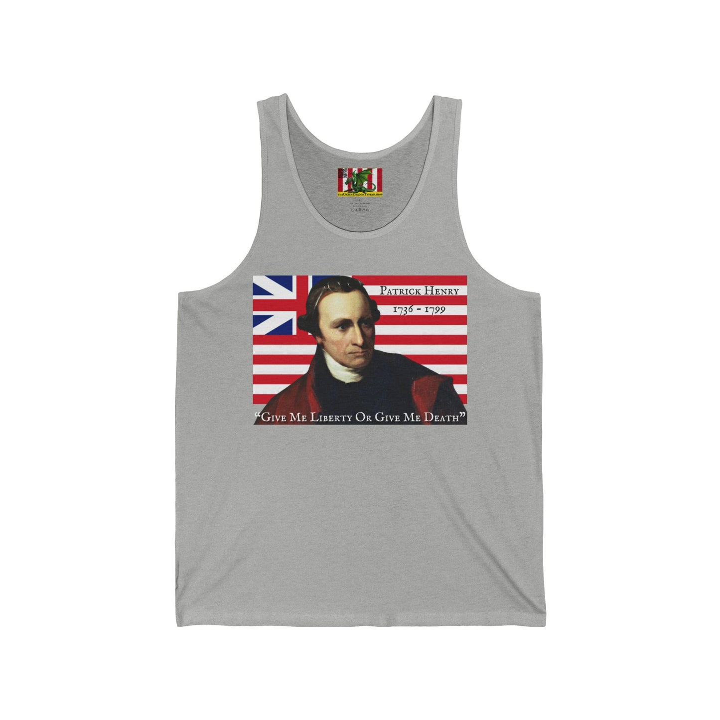 Patrick Henry Unisex Jersey Tank Top by theGreenDragonTavern.shop