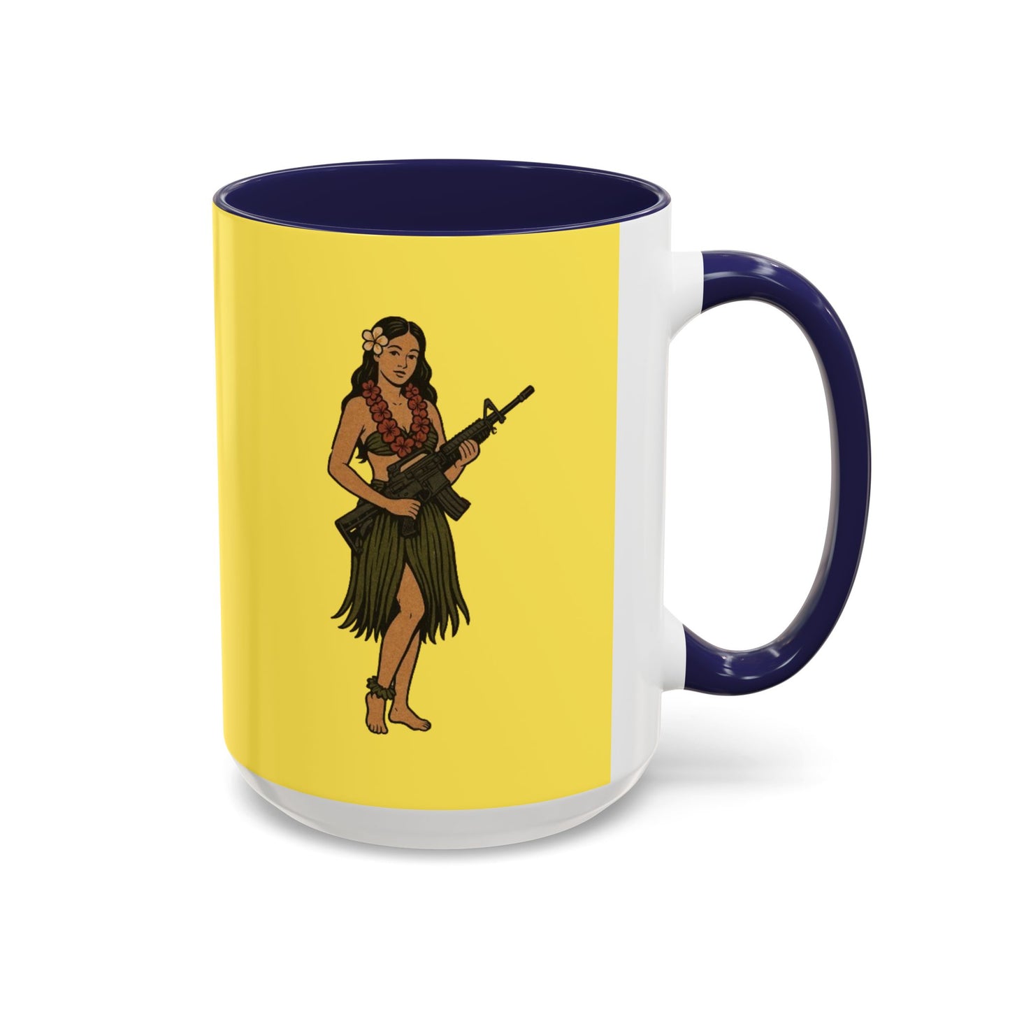 Hula Girl Packin' Heat Pineapple Accent Mug by theGreenDragonTavern.shop
