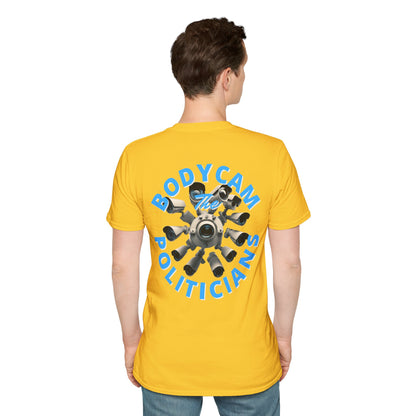 2-sided, Bodycam the Politicians Cameras Light colors Unisex T-Shirt by theGreenDragonTavern.shop