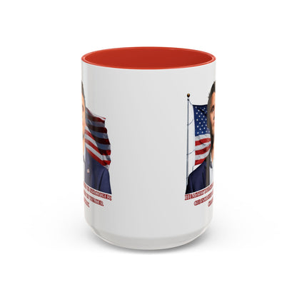Charlie Kirk, Healthy Debate White Accent Mug by theGreenDragonTavern.shop