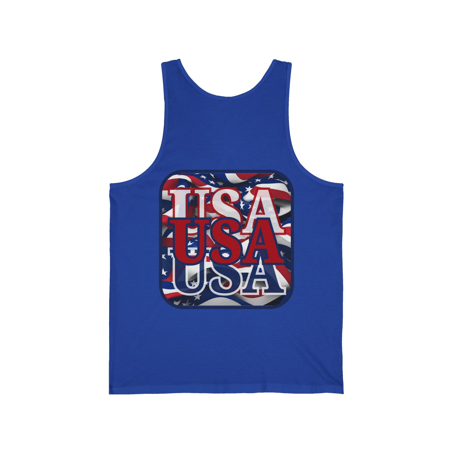 2-sided, RED White and Blue USA Patriot Unisex Jersey Tank Top by theGreenDragonTavern.shop