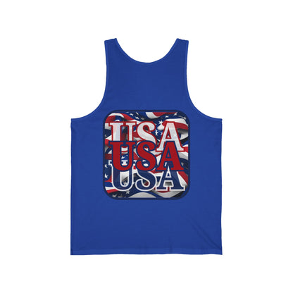 2-sided, RED White and Blue USA Patriot Unisex Jersey Tank Top by theGreenDragonTavern.shop